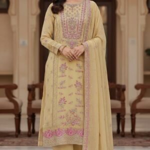 লিলাক এমব্রয়ডারি লং কেমিজ সেট