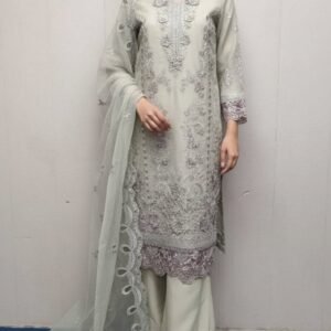 লিলাক এমব্রয়ডারি লং কেমিজ সেট